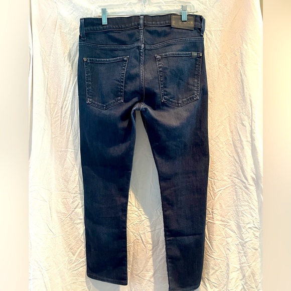 7 For All Mankind The Straight Jeans Mens Size 32 Dark Blue Mid Rise - Picture 2 of 11